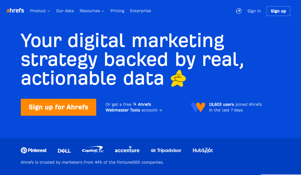 Ahrefs homepage