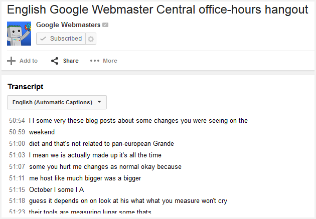 transcript of webmaster central hangout