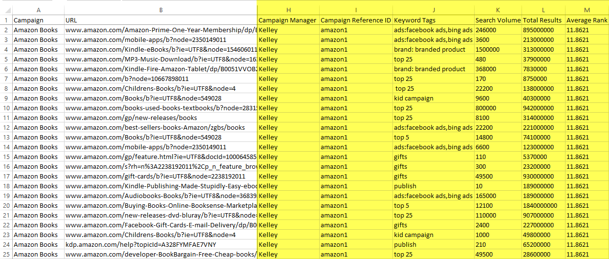 New Rank Snapshot Data Columns 