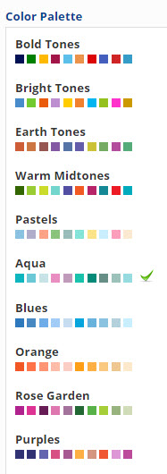 Analytics widget palette options