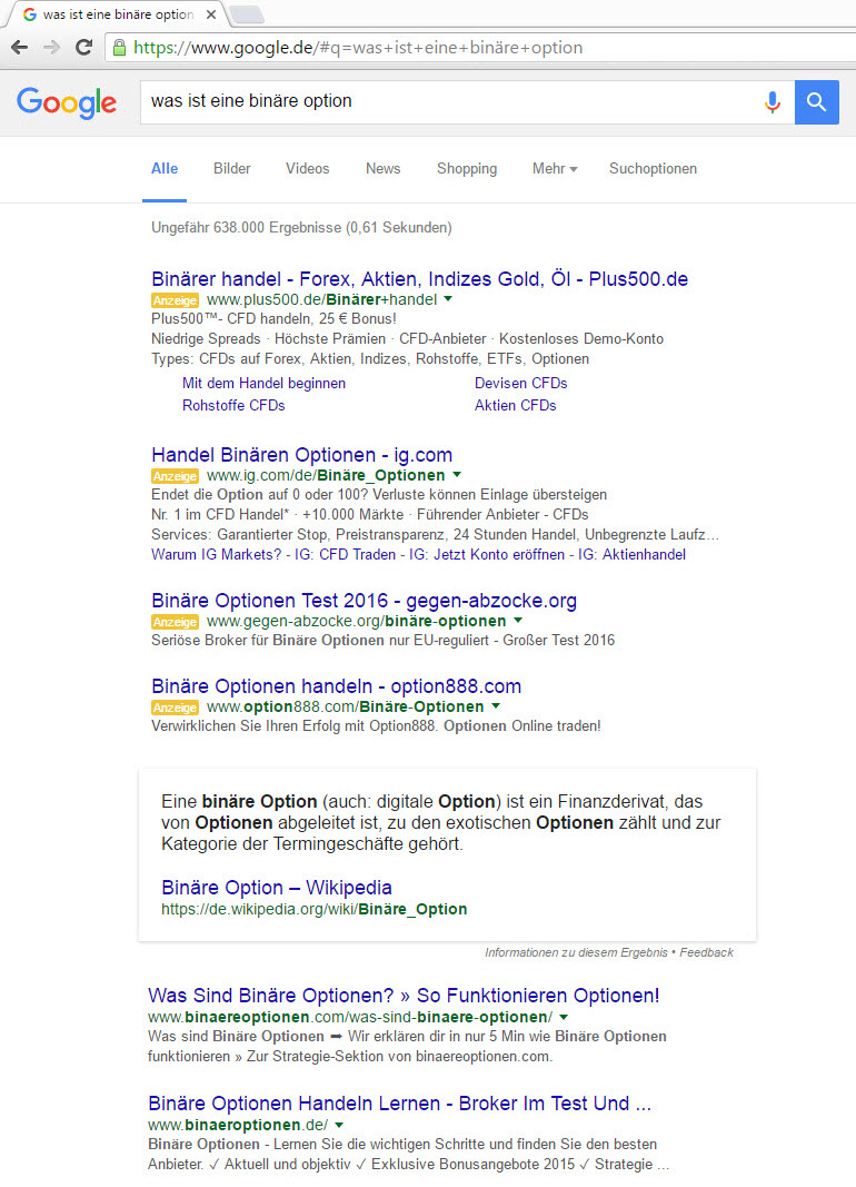 German Featured Snippet in SERP