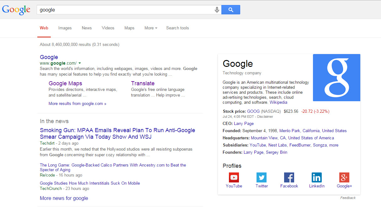 Google as a Knowledge Graph