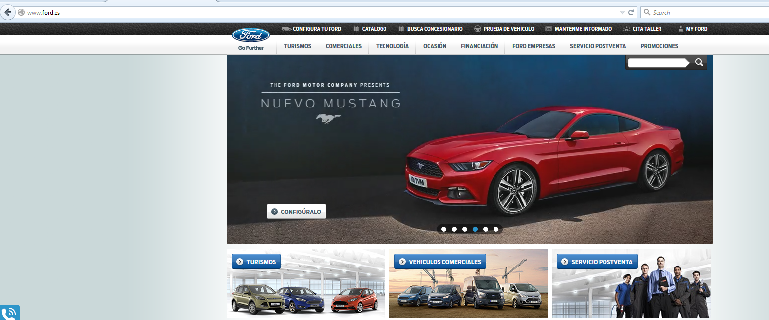 the ford.es site, a national URL top level extension