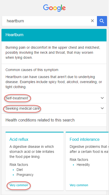 Medical Feature on Mobile SERP 