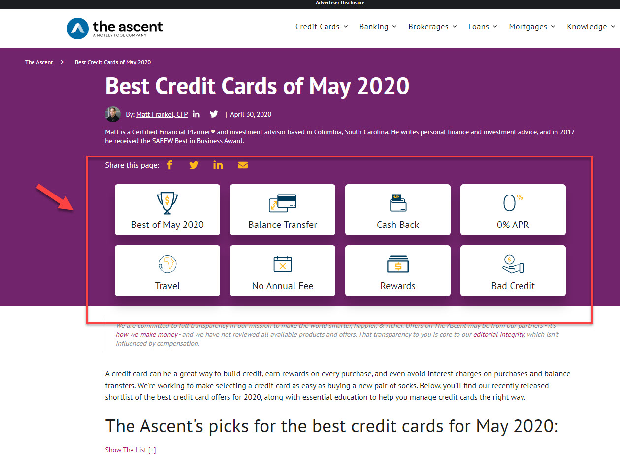 Ascent Credit Card Page 