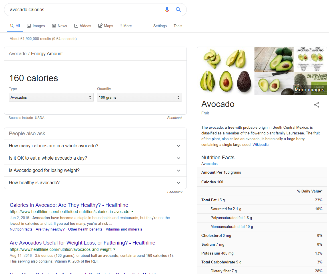 Avocado Health Info on SERP 