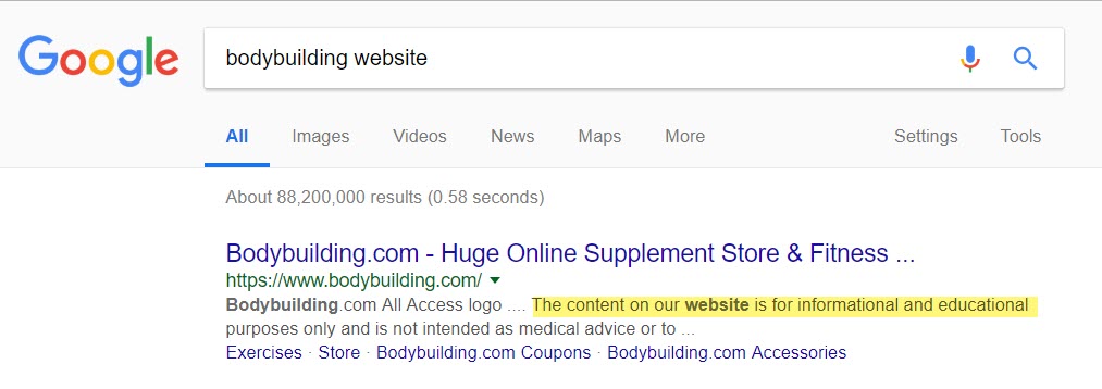 Site Description for Bodybuilding.com