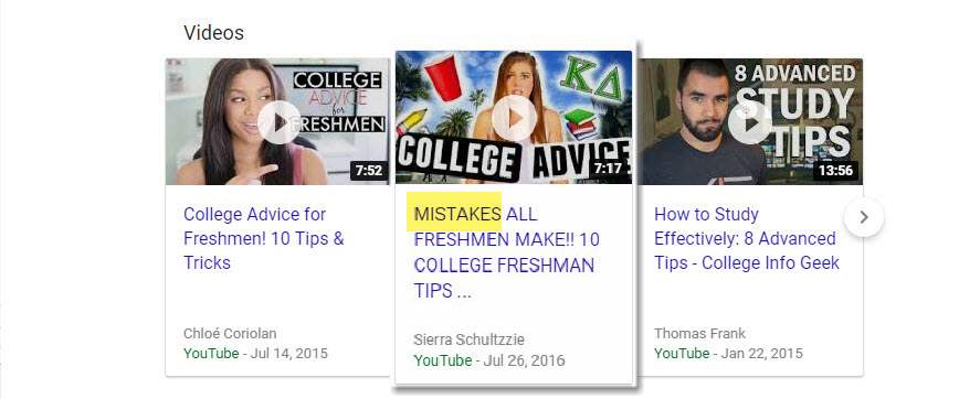 College Tips Video Carousel