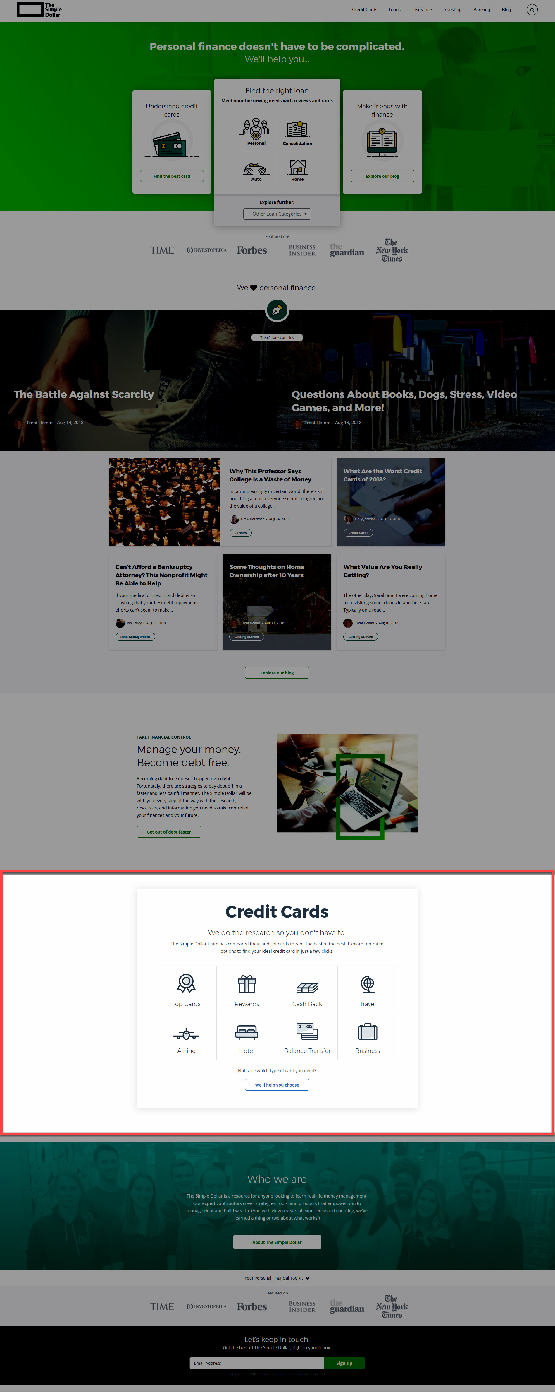 Simple Dollar Credit Card Section Homepage 