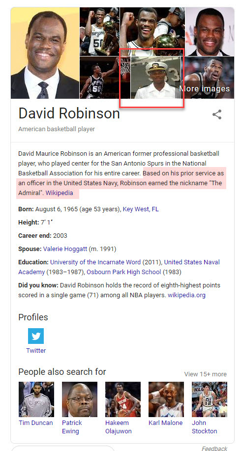 David Robinson Knowledge Panel 