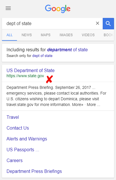 Dept of State No Search Box 