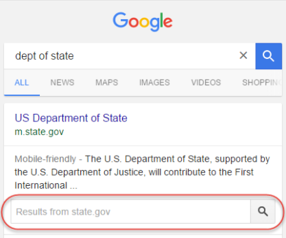Dept of State with Search Box 