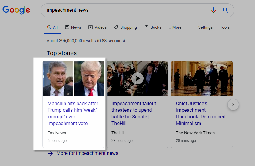 Desktop News Carousel Google 