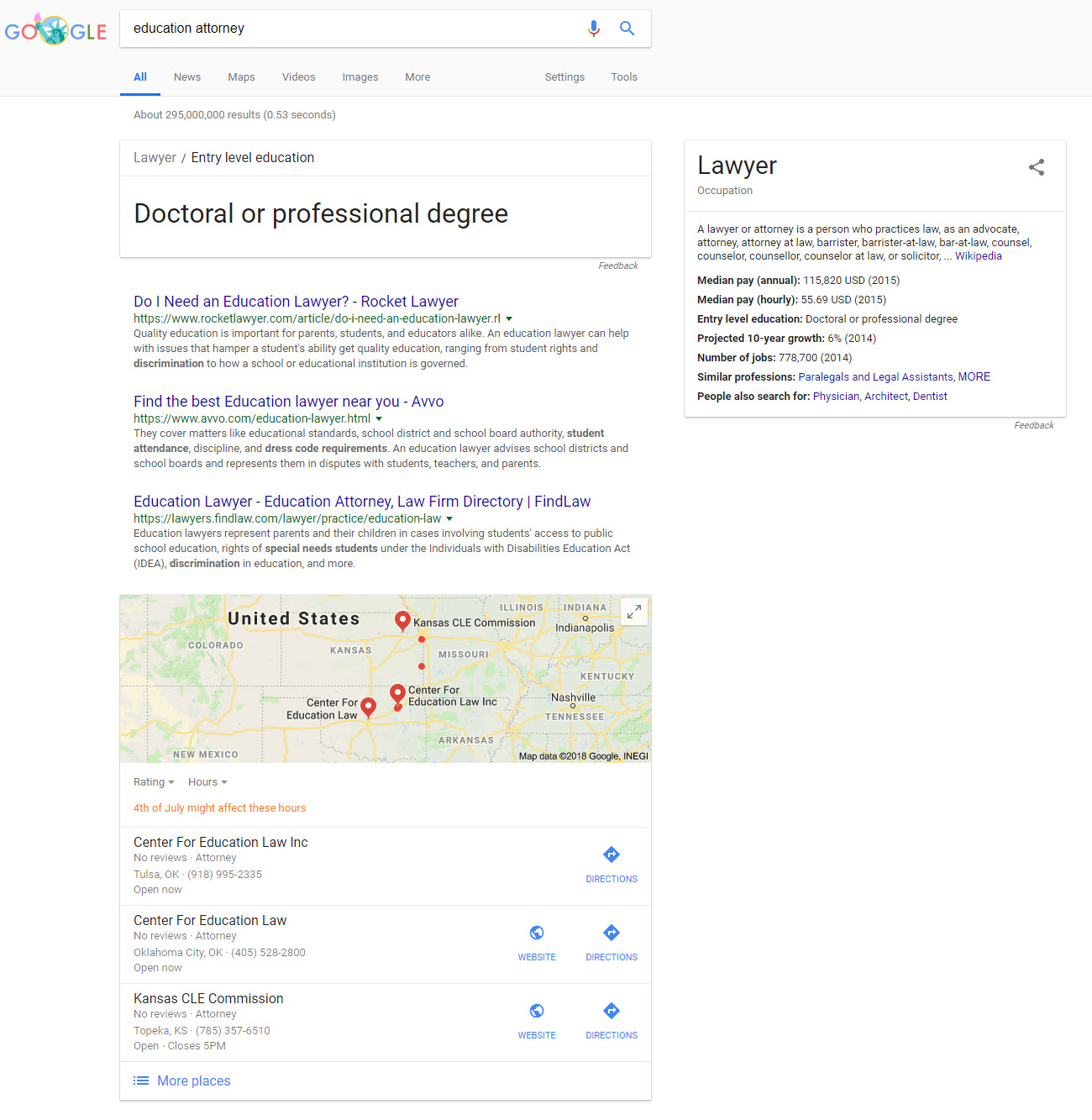 Direct Answer, Knowledge Panel, & Local Pack SERP