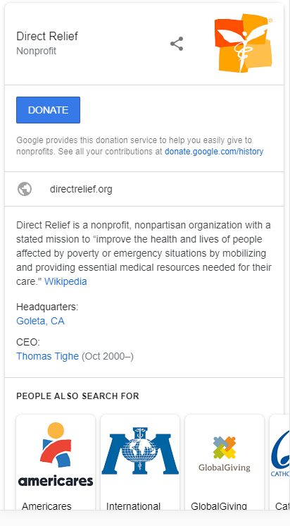 Donate Button - Knowledge Panel