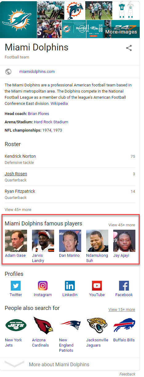 Dolphins Specific Players