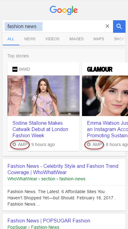 Fashion News Mobile Search Results