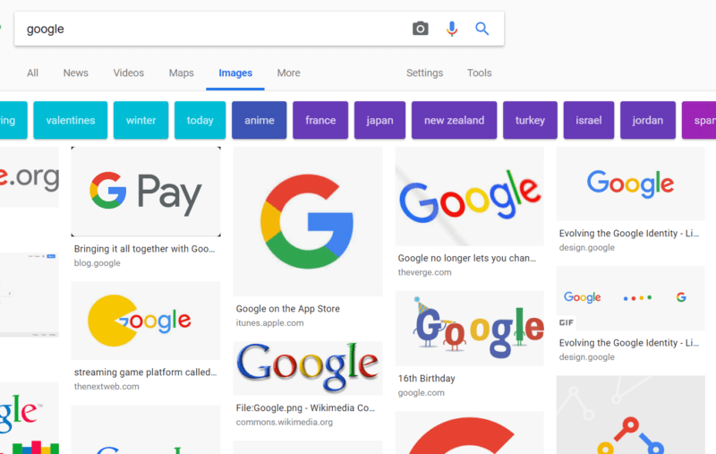 Google Image Search Desktop with Mobile Format