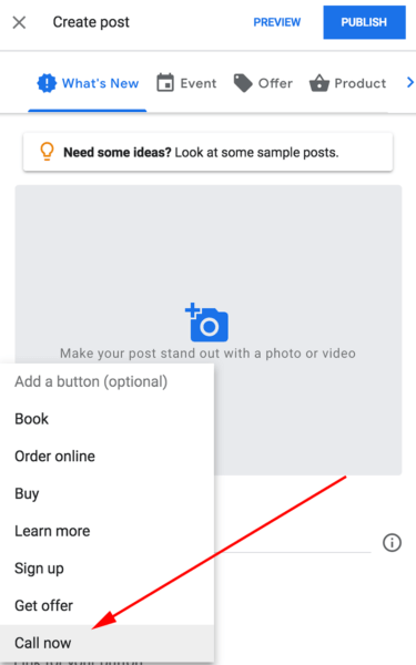 Call Now in Google Posts 