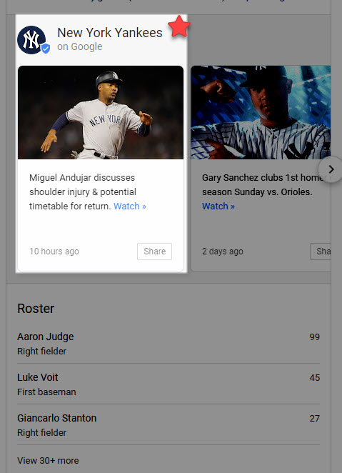 NY Yankees Google Post 