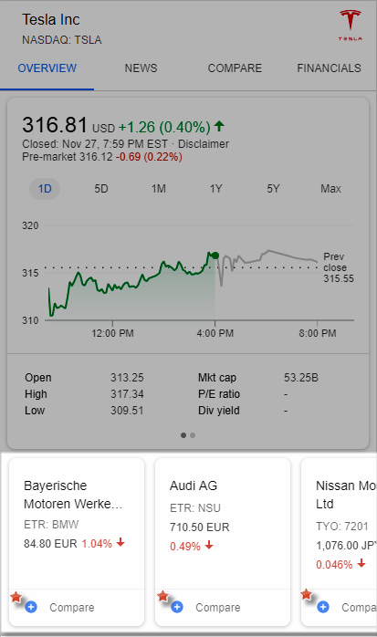 Stock Comparison Carousel 