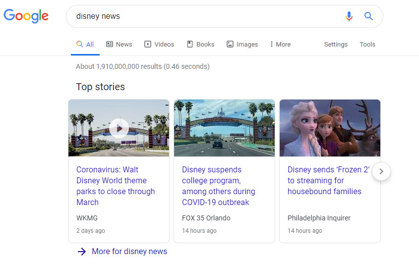 Google Top Stories Desktop