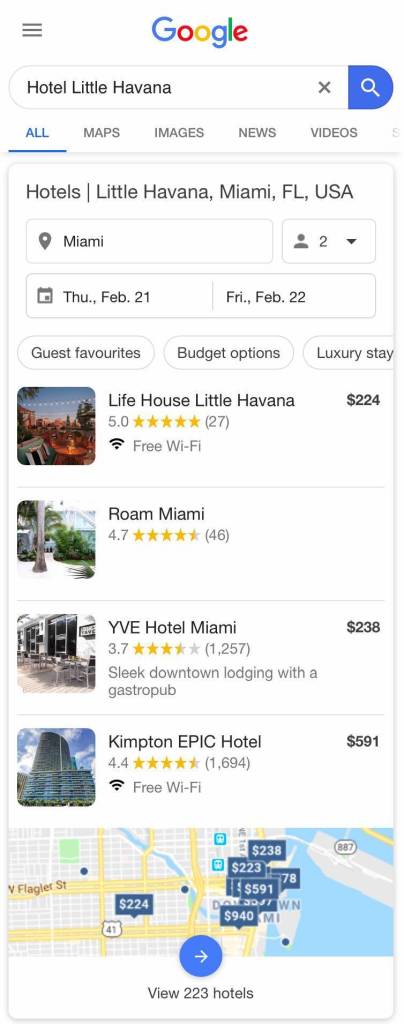 Mobile Hotel Local Pack - 4 Results 