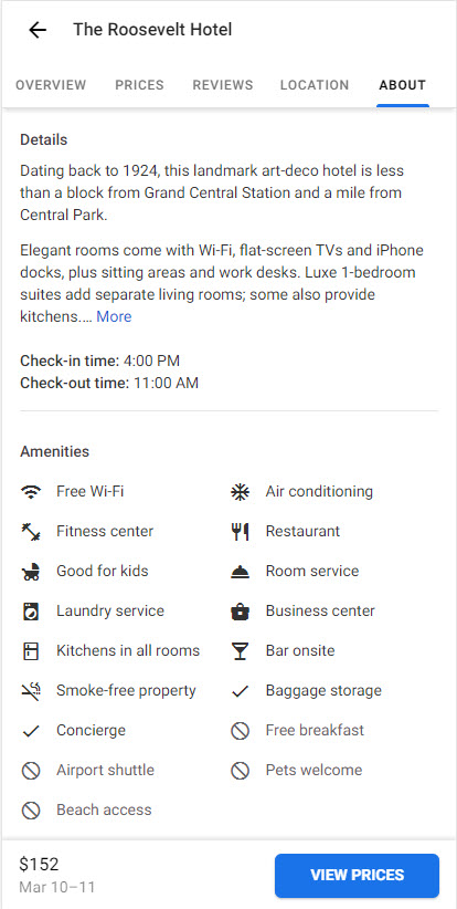 Check-In Times Local Panel