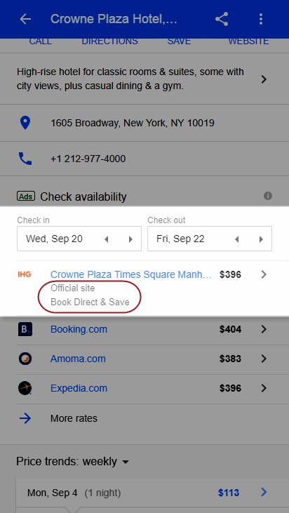 Google Hotel Site Referral 