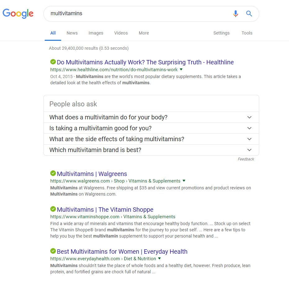 Vitamins SERP 