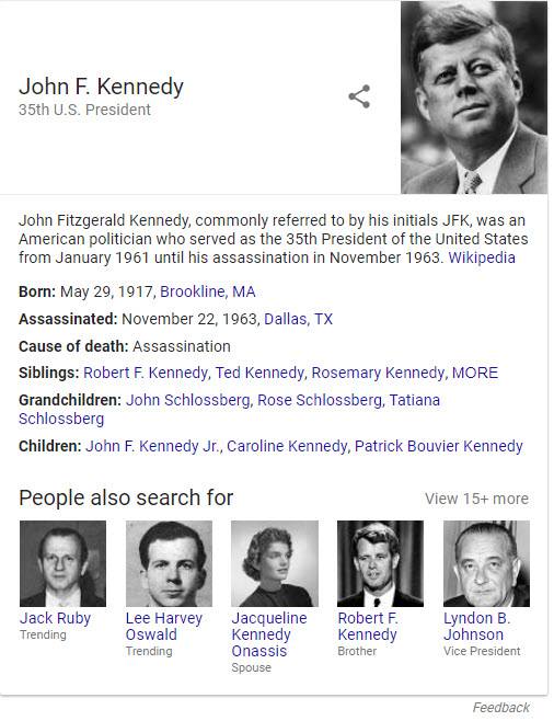 JFK Knowledge Panel