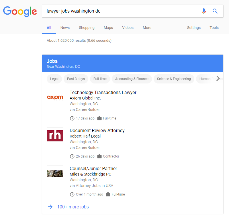Lawyer Results - Google for Jobs 
