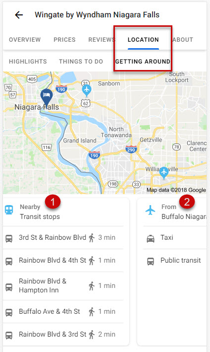 Hotel Transportation Accessibility - Knowledge Panel 