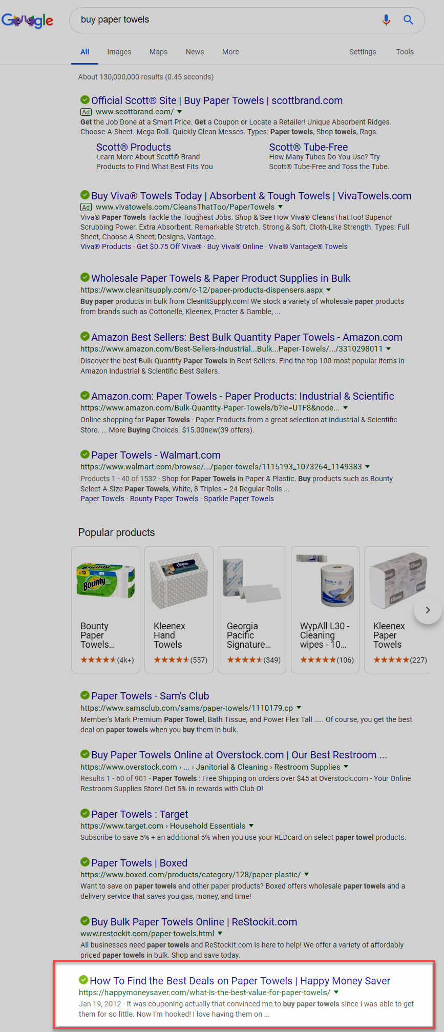 Buy Paper Towel SERP 