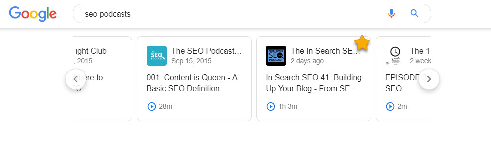 Google's Podcast Carousel 