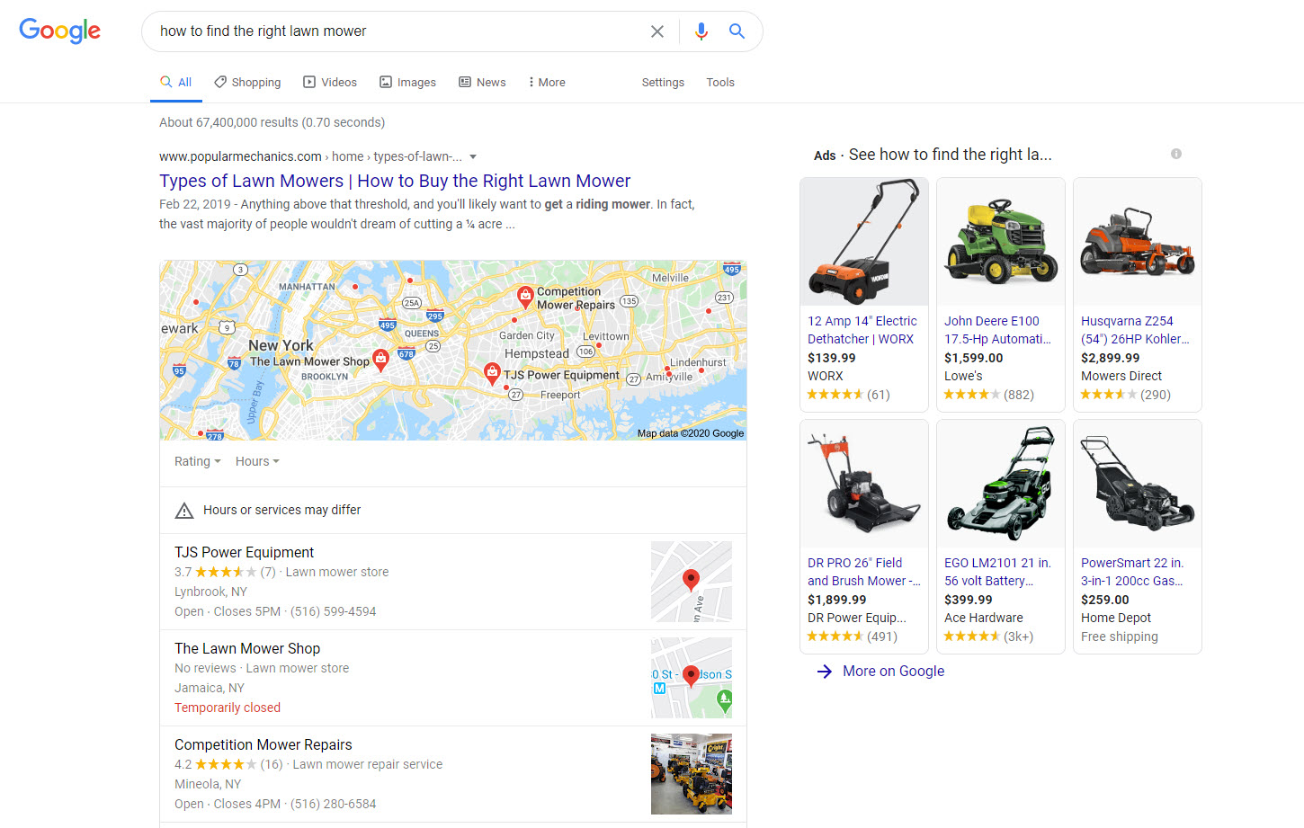 Products on Informational SERP 