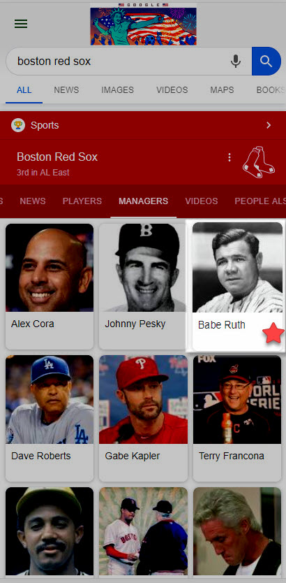 Red Sox Knowledge Panel