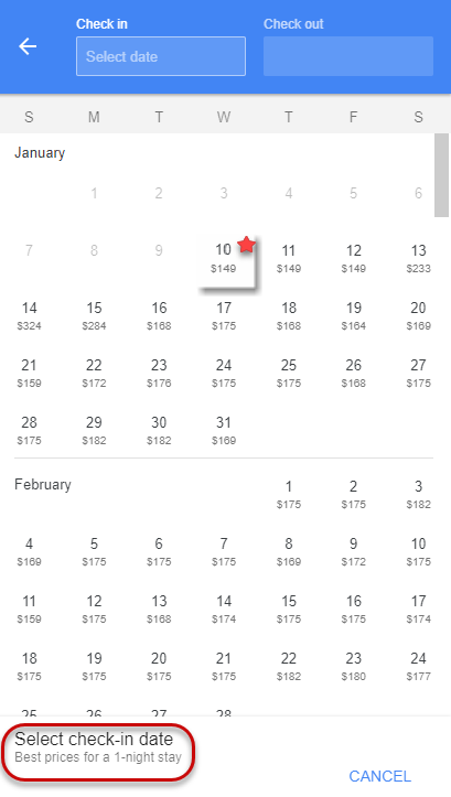 Hotel Price Calendar 