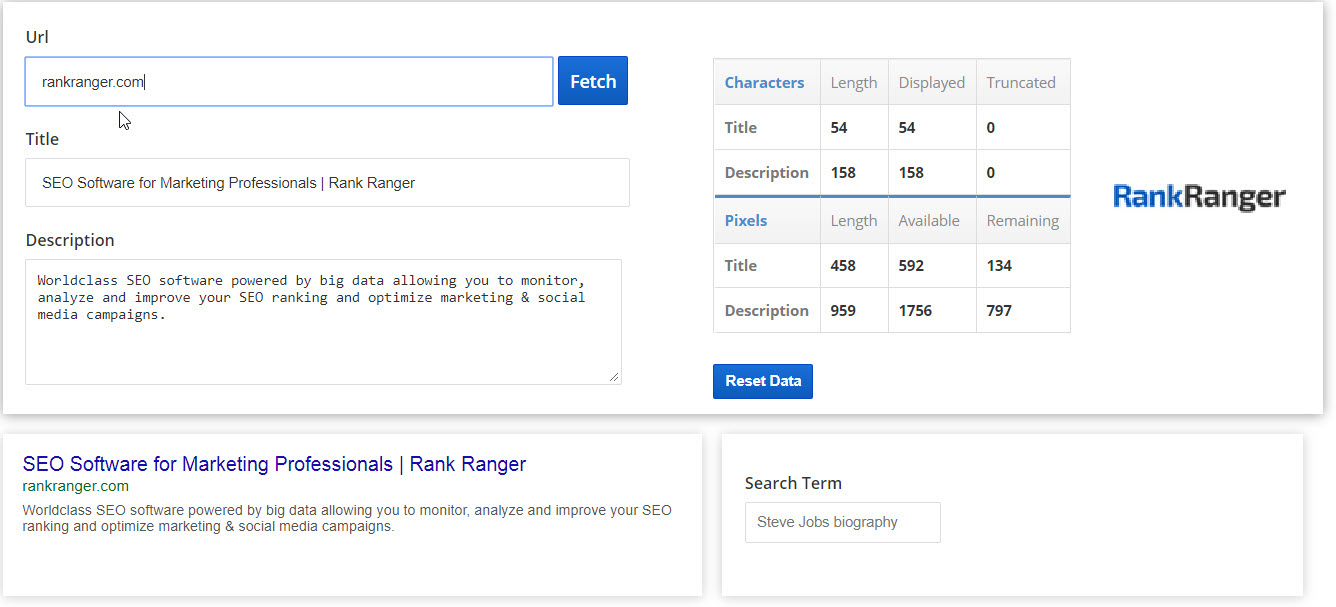 Testing metadata with the SERPulator