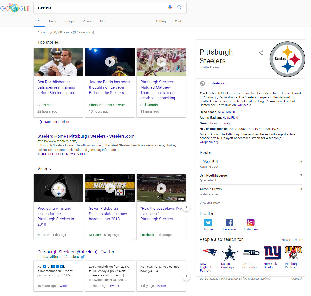 Steelers Off-Season SERP