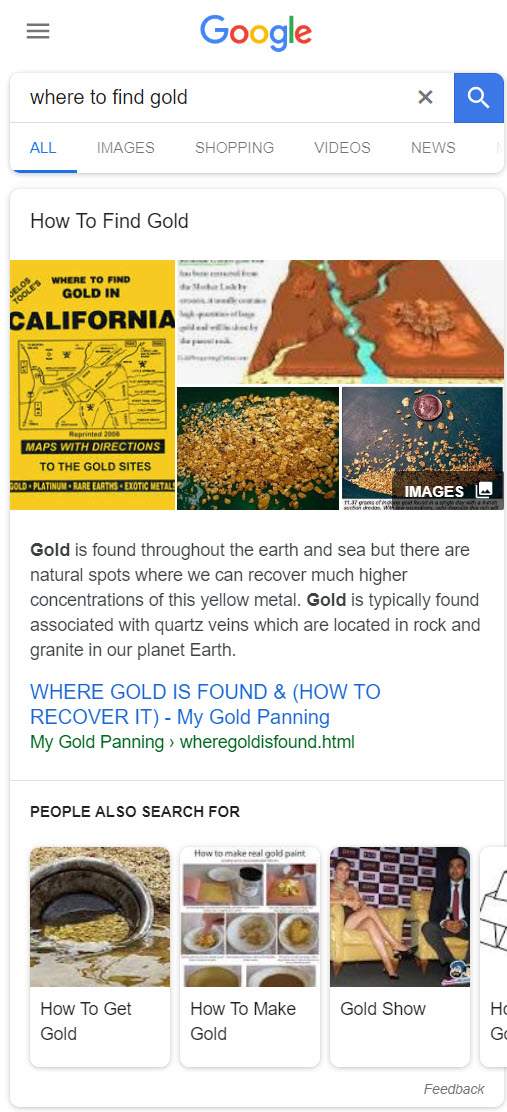 Where to Find Gold Featured Snippet