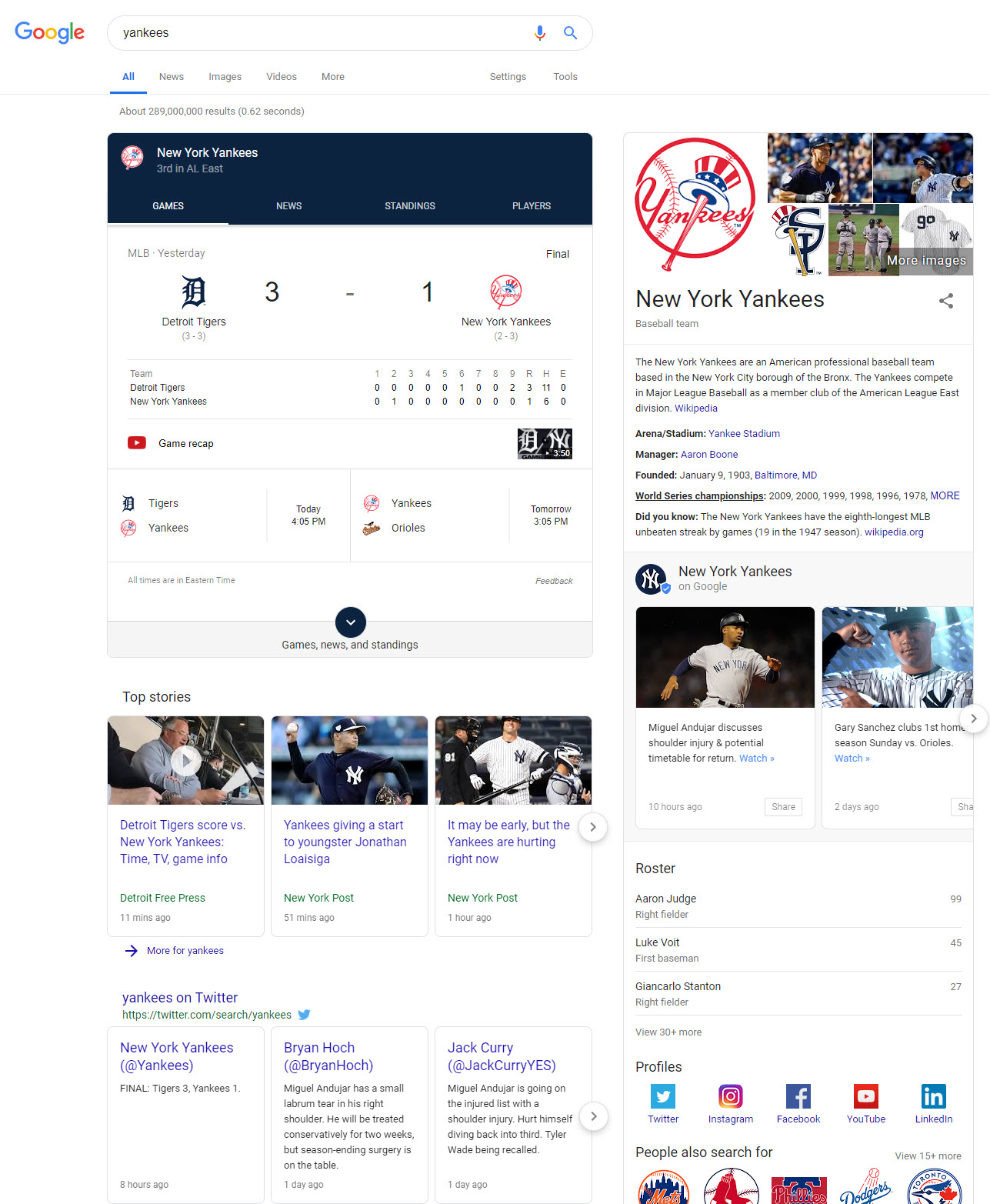 Yankees SERP 