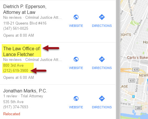 e Local Finder example of duplicate business listings