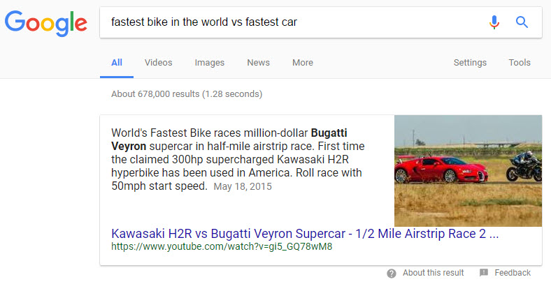 Featured Snippet taken from YouTube video description
