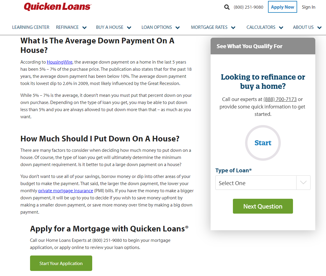 Quicken Loan's page