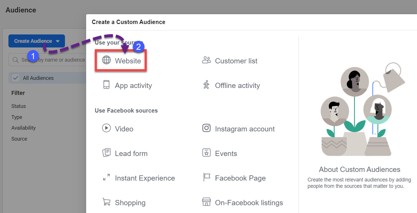 Crea una audiencia personalizada para Facebook