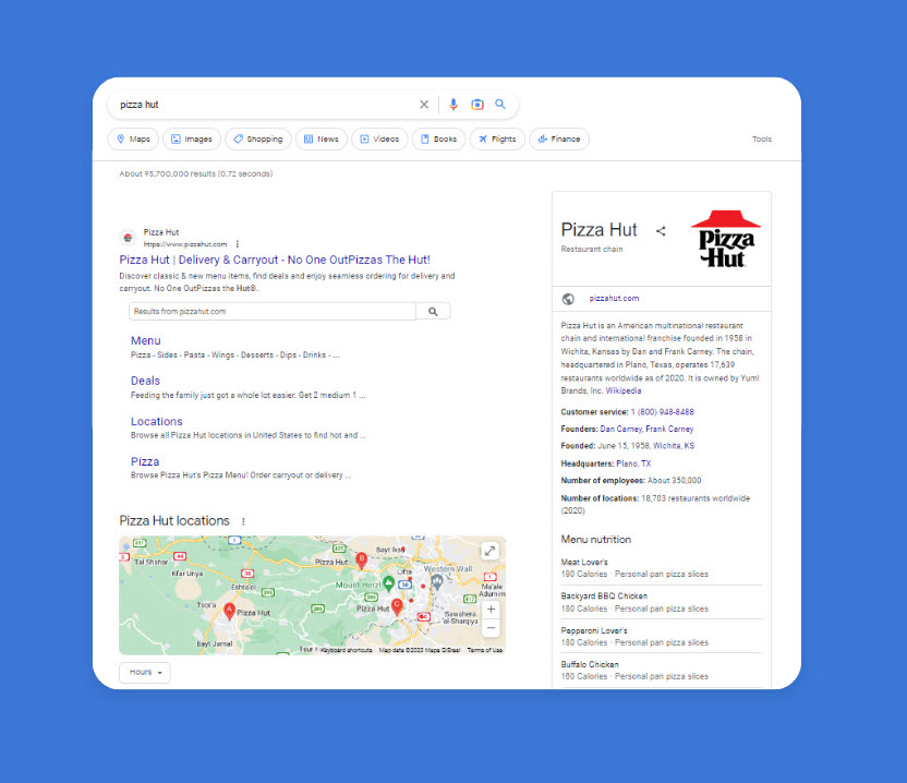 Pizza Hut search results