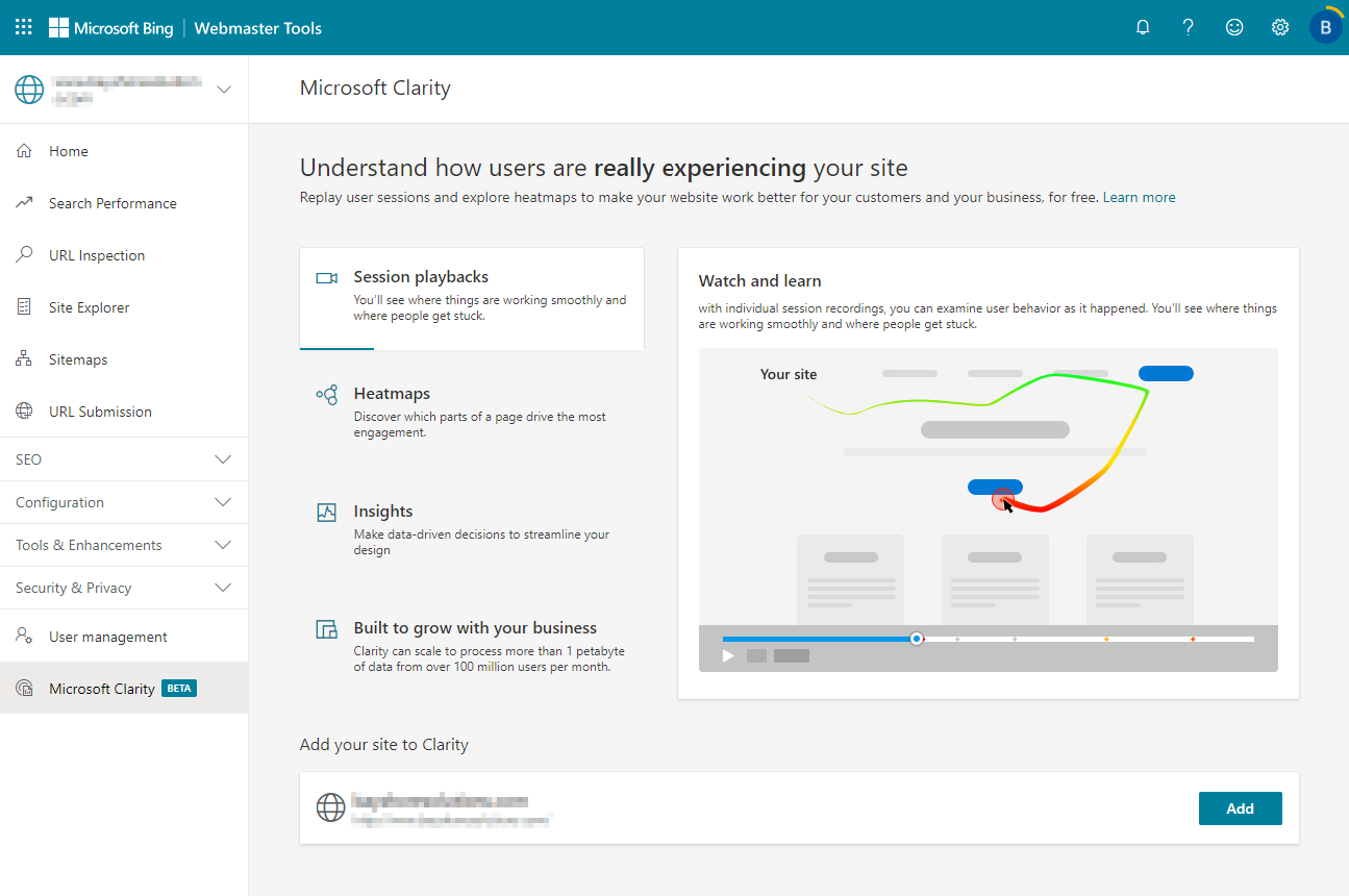 Microsoft Clarity installation page