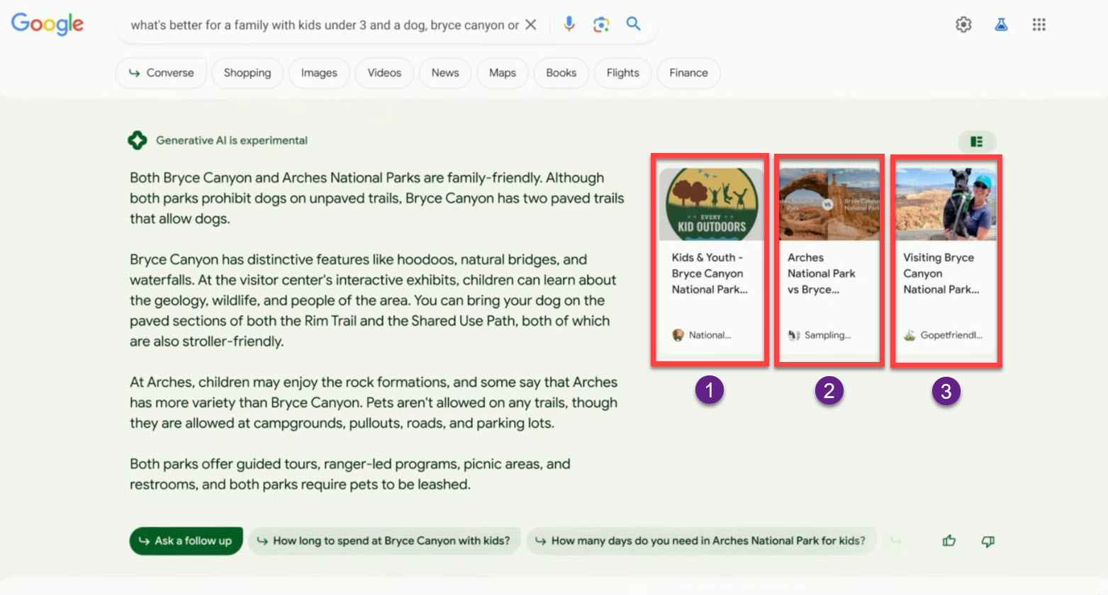 Démo de chat I/O de Google montrant des liens vers le contenu du créateur