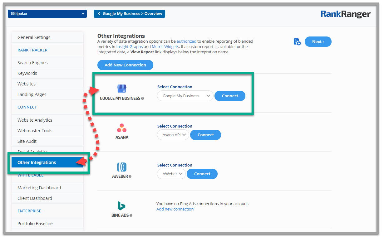 Integración de Rank Ranger con Google My Business